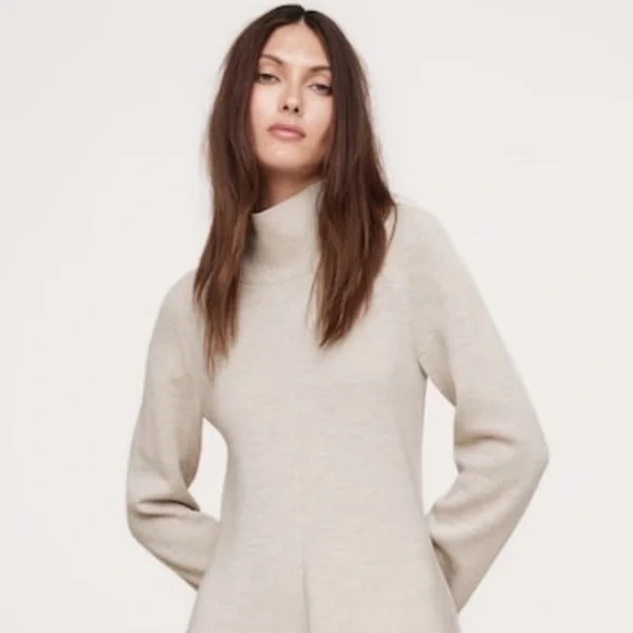 NWT Banana Republic Mini Wool Sweater Heather Oatmeal Dress Size XXS. - Picture 2 of 12